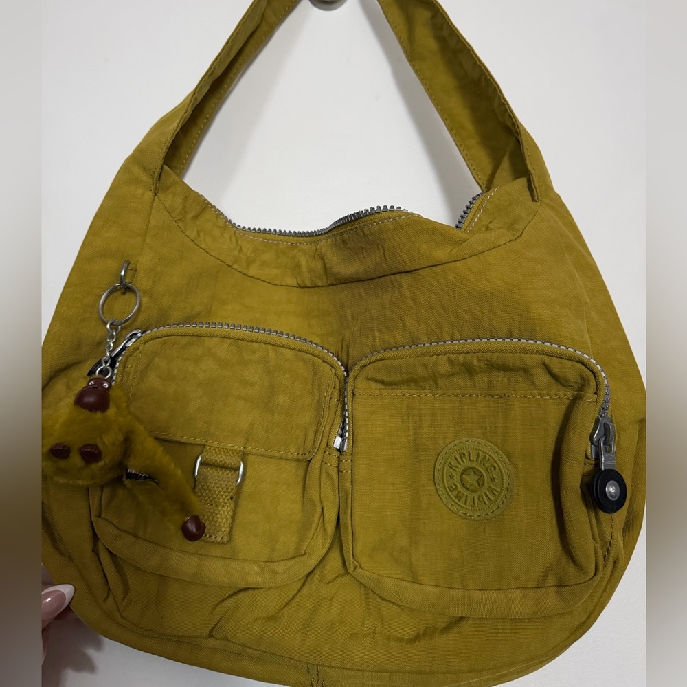 Kipling Olive-Gold Nylon Shoulder Bag